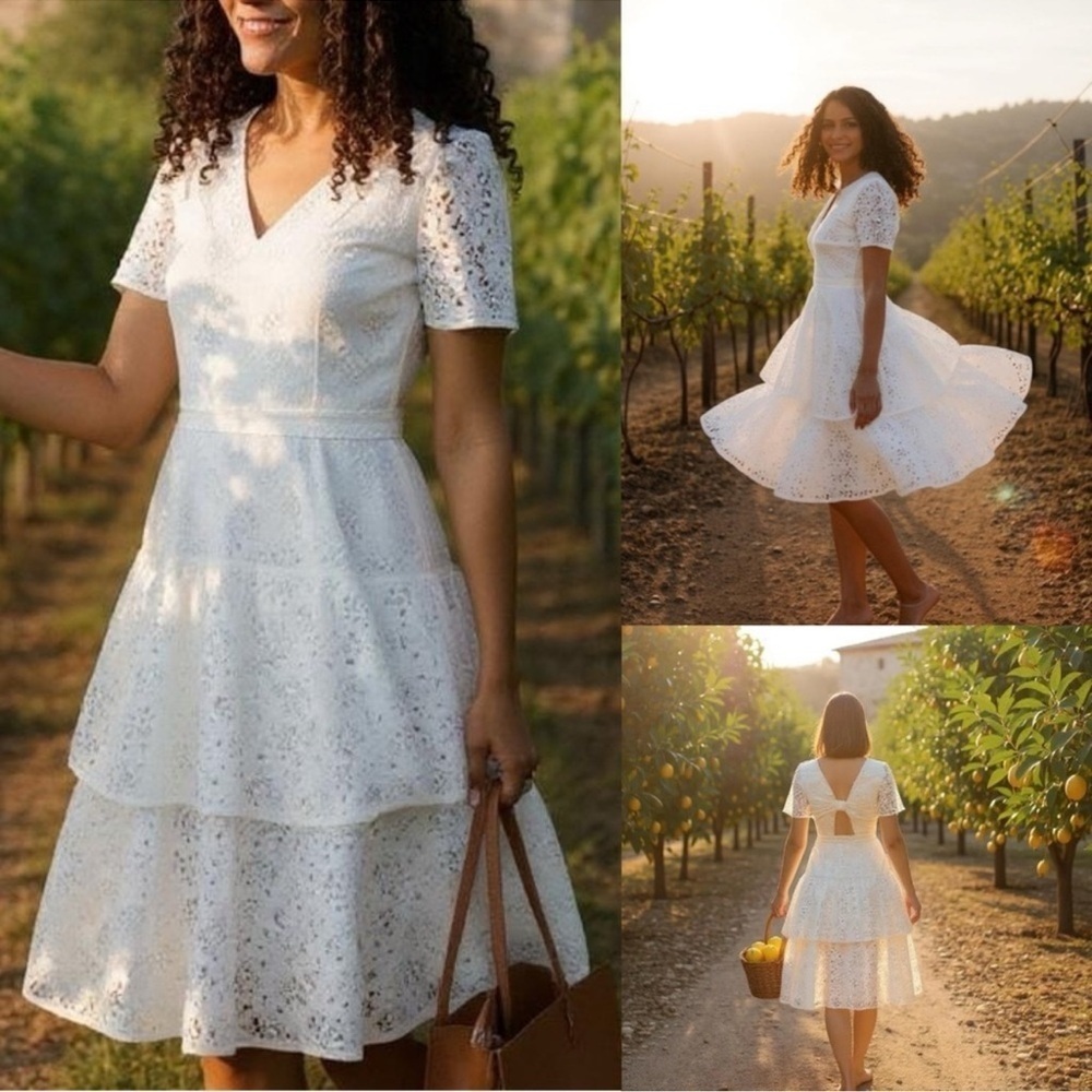 Gal Meets Glam Lace Open Back Doris Dress Cream Size 4